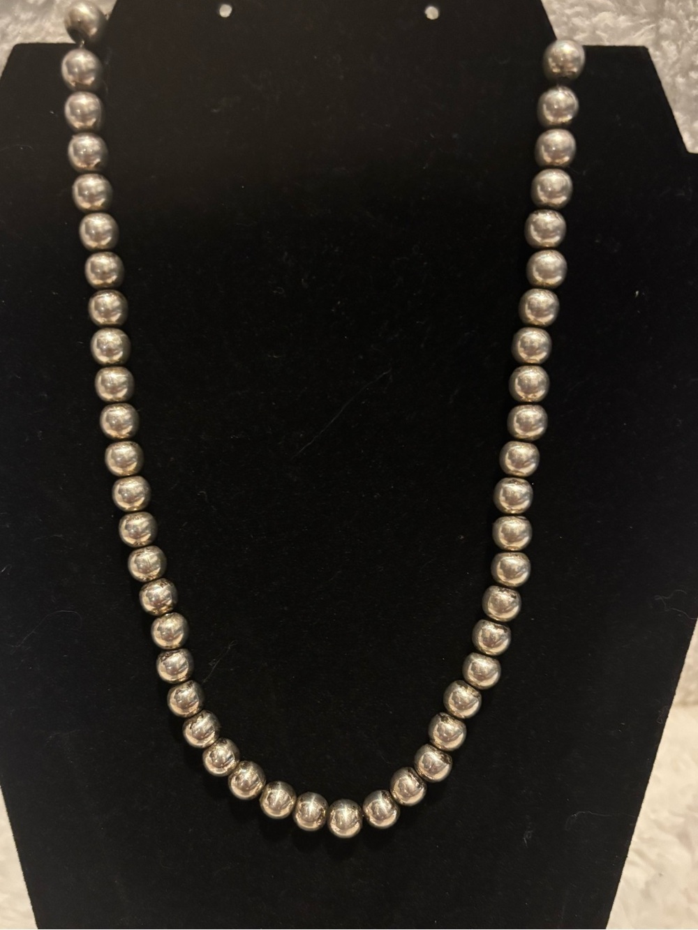 Vintage Napier Silver Beaded Necklace 18” Chain Medium Beads